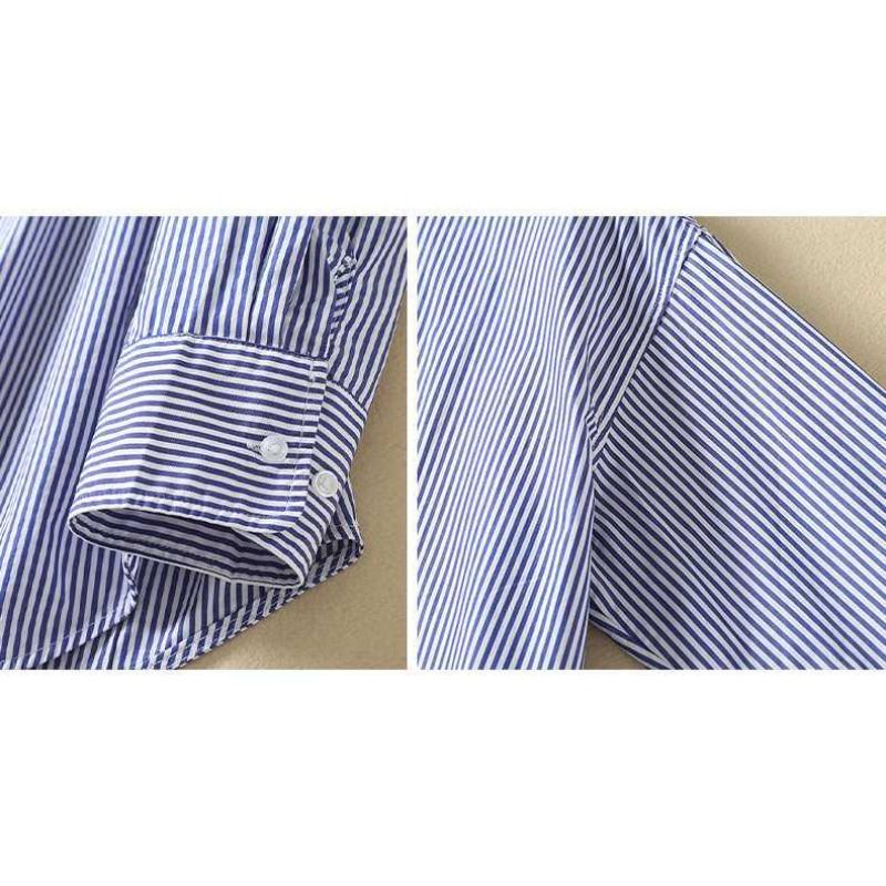 Artistic Style Striped Loose Comfortable Cotton Linen Shirt for Women's Early Spring Commuting Long Sleeved Shirt Blouses & Shirts