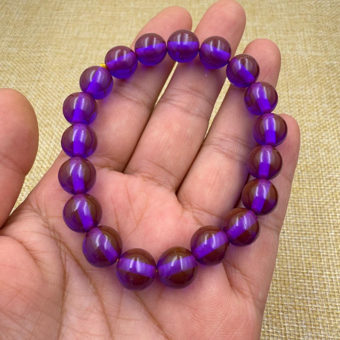 Color-Changing Blue Amber Beeswax and Elf Bracelet with Buddhist Beads