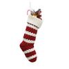 1Pc Christmas Stocking Knitted Red Green White Striped Large Capacity Reusable Xmas