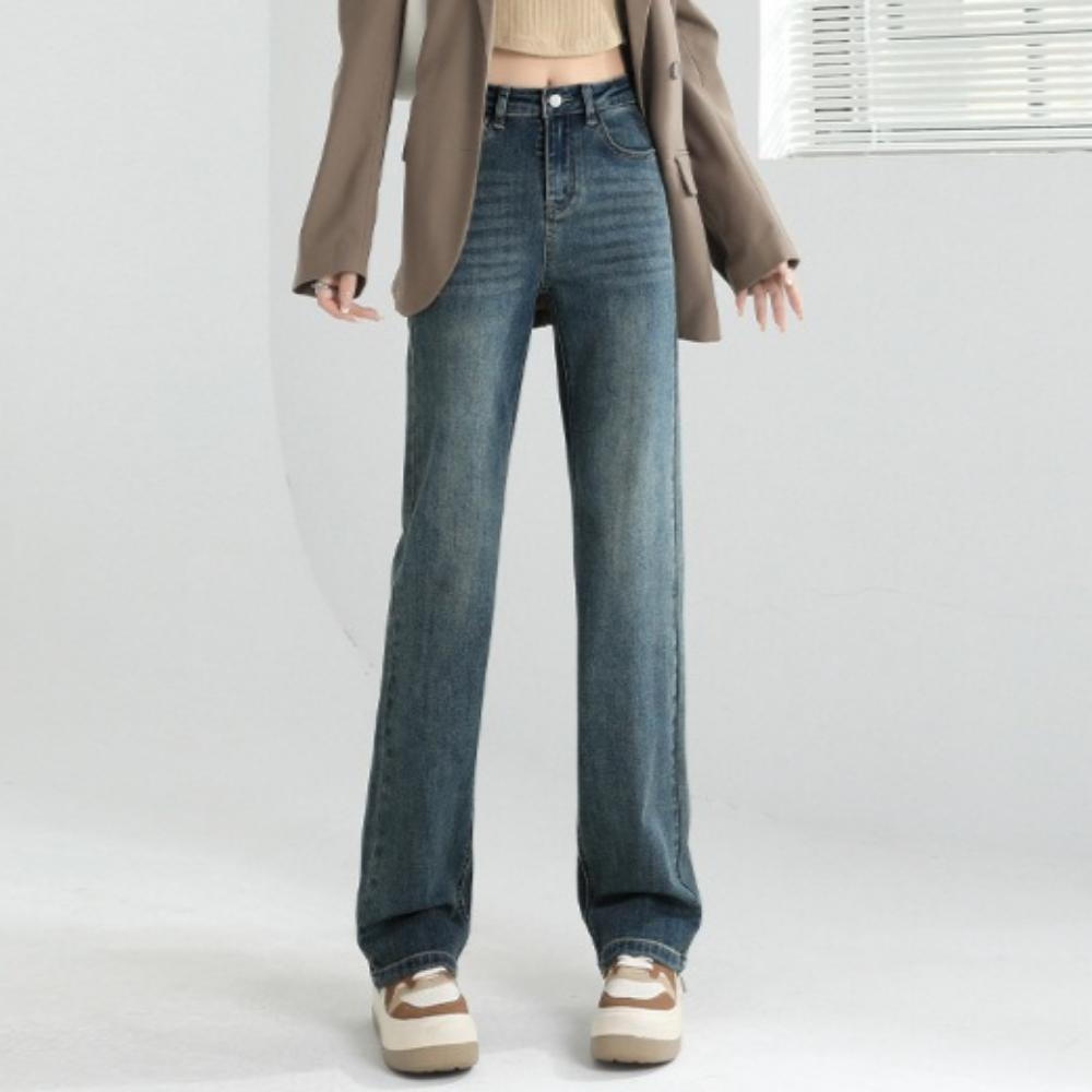 Spring High Waist Slim Straight Jeans for Women