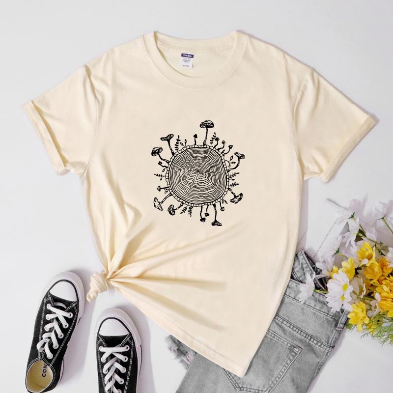 Magic Mushroom Tree Ring Tshirt Aesthetic Unisex Trippy Mushroom Cottagecore Tshirt Vintage Forestcore Cottage Core Top Tee Shir