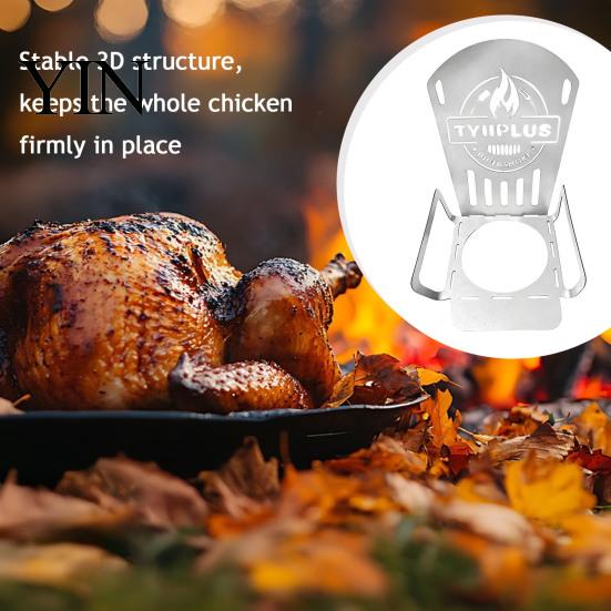 Stable Poultry Roasting Frame Metal Chicken Roaster Rack, Heavy Duty Vertical Stand, Can Cooking Supplies for Grill Placement Rack Whole Grilling And