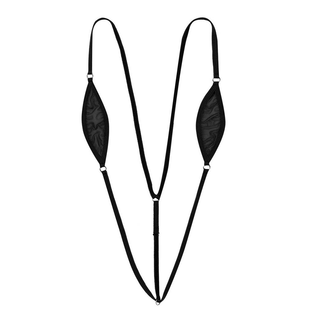 Women One Piece Sheer Lingerie Spaghetti Straps Y Back Mini Micro Thong Bikini for Nightwear Swimwear