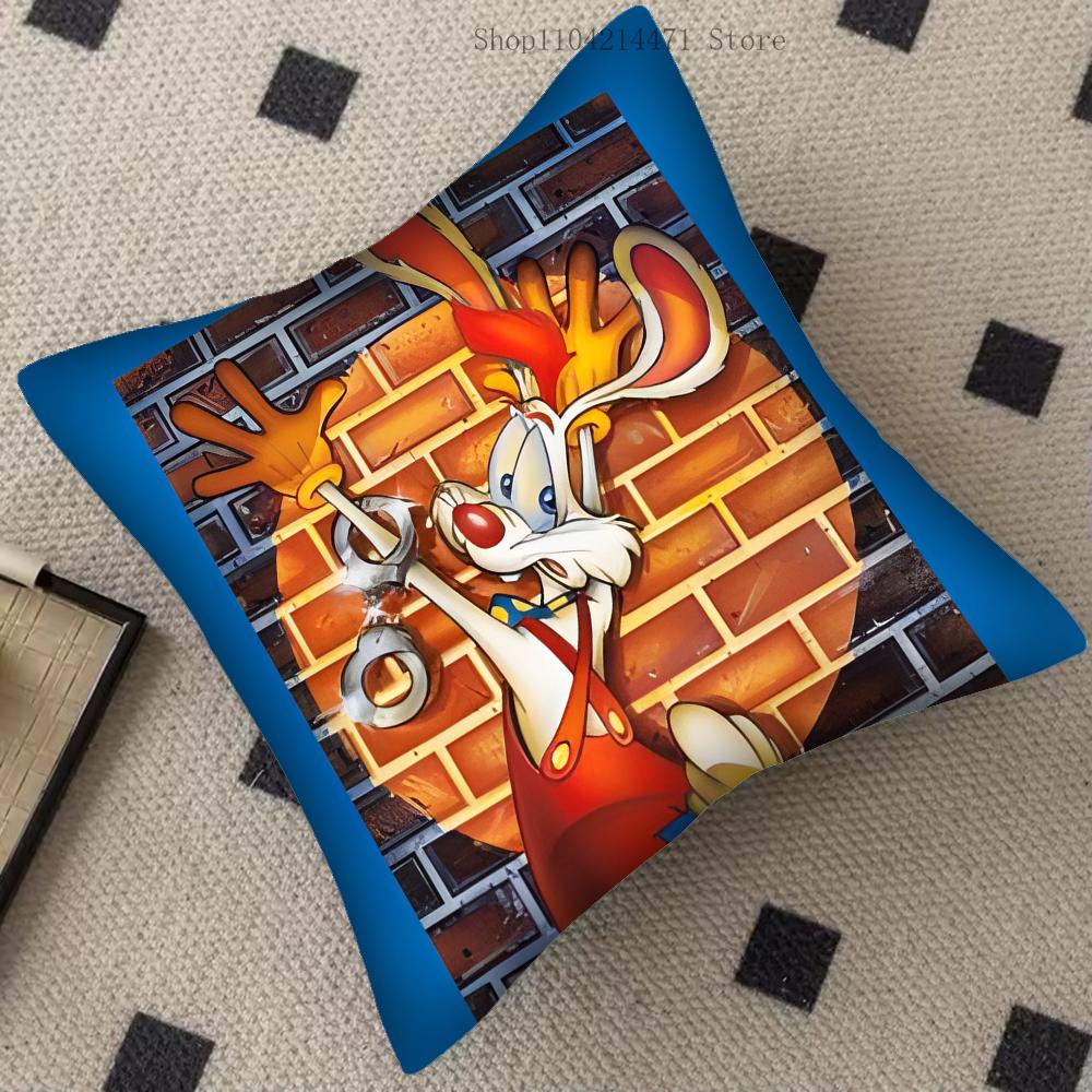 Cartoon Animation R-Roger R-Rabbit Pillow Case Square Bedroom Sofa Leisure Comfort Cushion Car Living Room Home Decoration