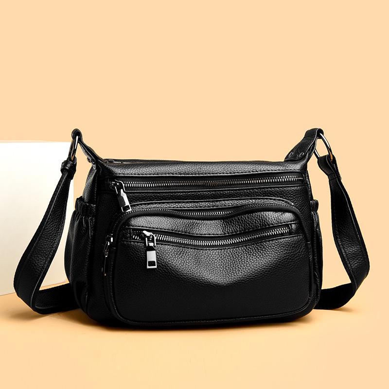 

Сумка кроссбоди из натуральной кожи для женщин среднего возраста - Повседневная, в европейско-американском стиле, плечевая сумка из коровьей кожи высшего слоя 28-10-21 чёрный