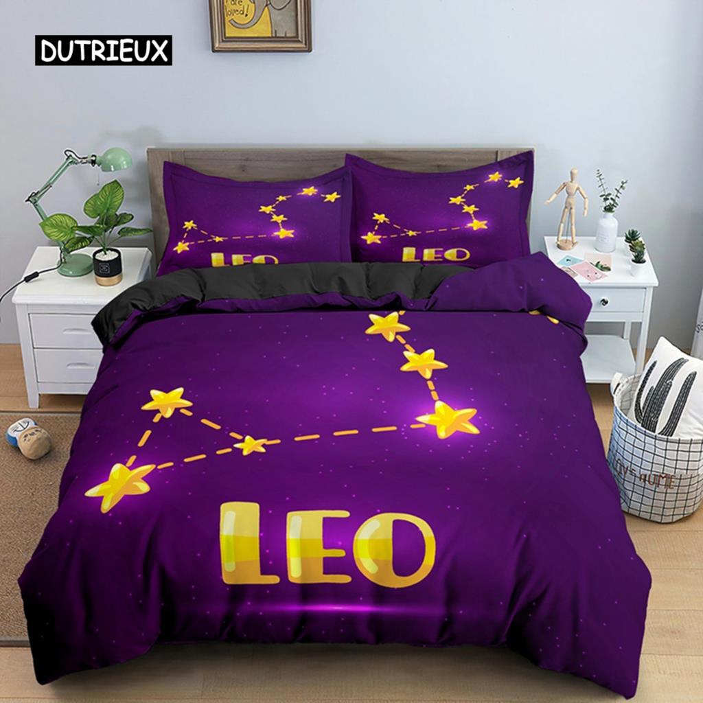 Constellation King Queen Duvet Cover Astrological Bedding Set for Kids Teens Adults Psychedelic Tarot Astrology Soft Quilt Cover
