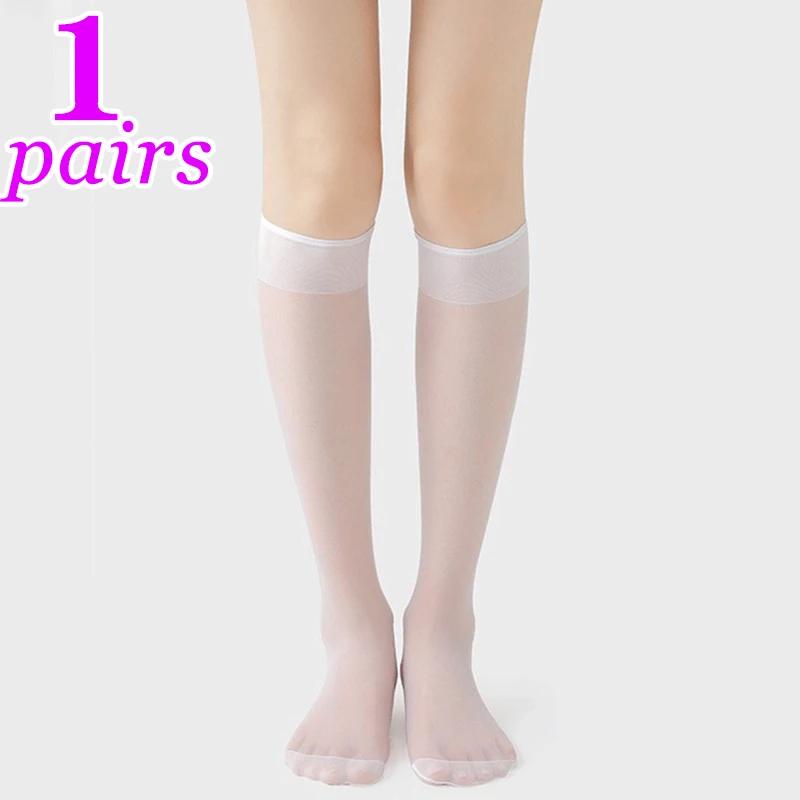 

1/2pairs Lolita Silk Socks Knee Socks Tube Jk Girls See Through White Black Long Socks Lolita Nylon Knee Lolita Stockings One Size