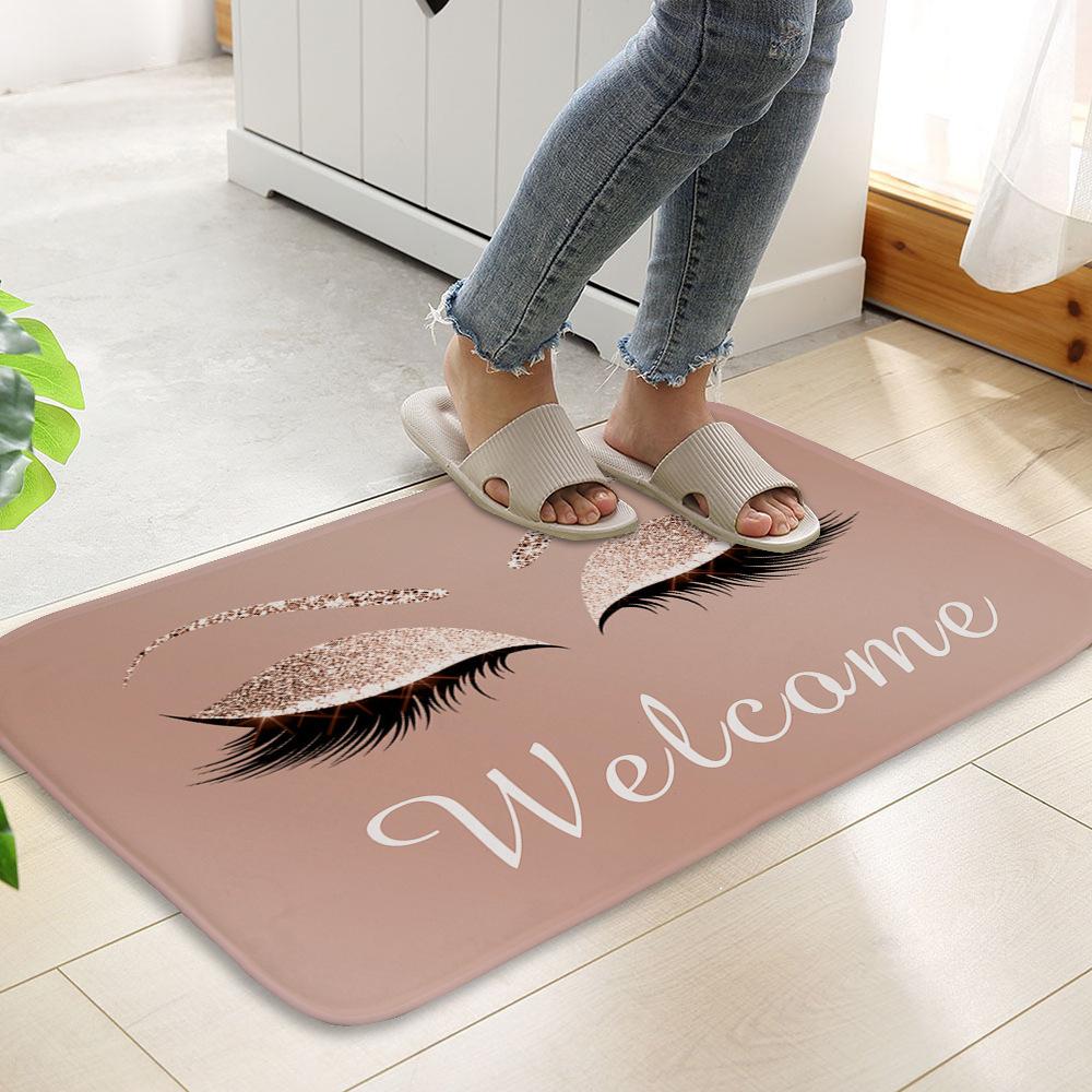Lightweight Eye Print Crystal Pile Carpet Living Room Bedroom Entrance Foot Mat Kitchen Washable Dirty Resistant Doormat