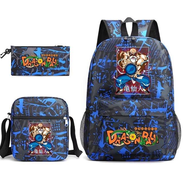 Dragon Ball Z Printed Backpack Set 3-Piece Casual School Bag For Boys And Girls Youth With Pencil Case Shoulder Bag