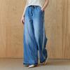 Side Color Line Wide Denim Pants Ze06ql006na
