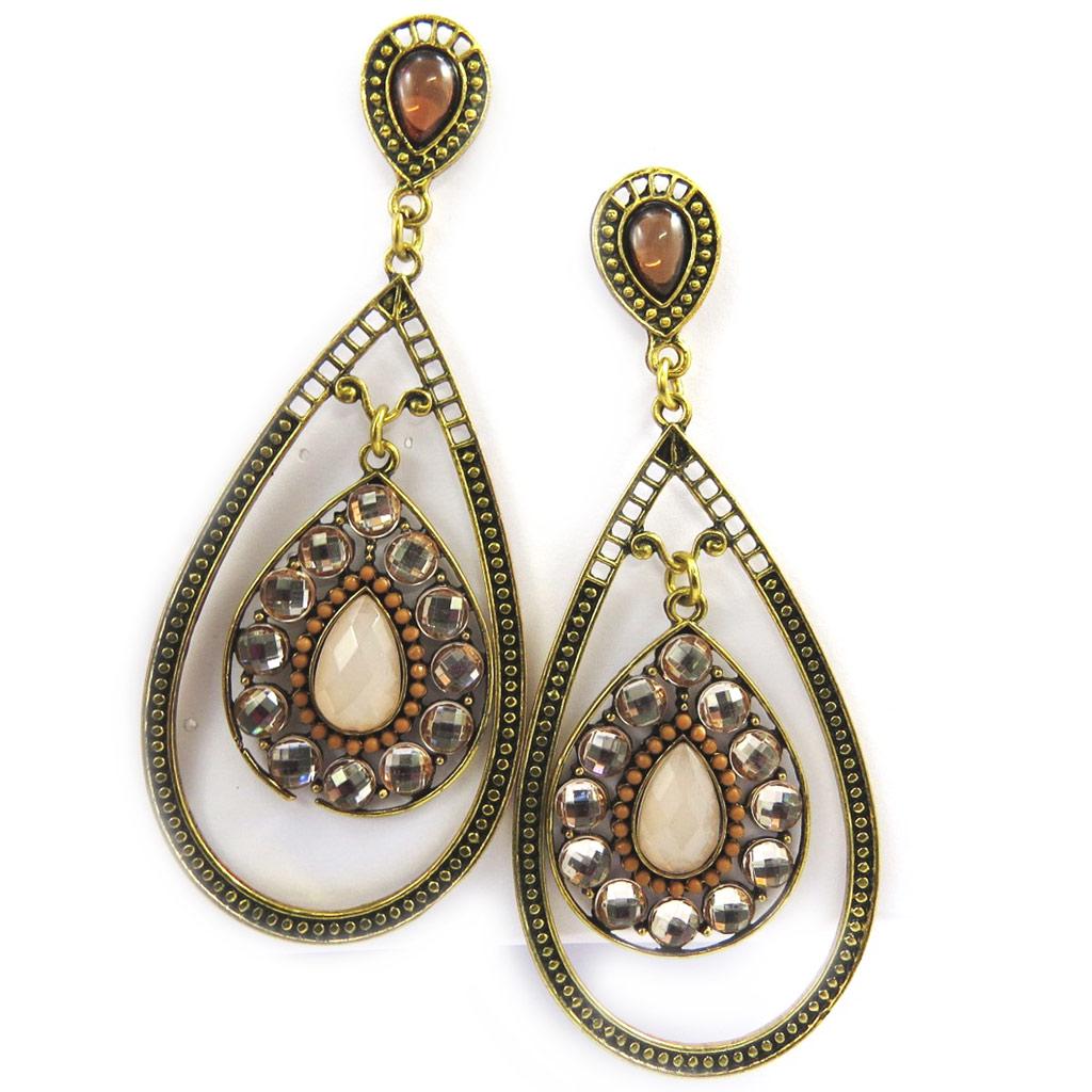 Les Trésors De Lily [M1915] - Designer Earrings 'Sissi' Golden Beige