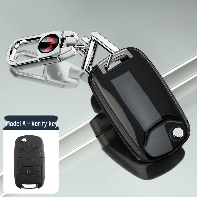 Wuling Bingo Airev Transparent Car Key Cover - Full Protective Case with Buckle, Clear Sky New Model