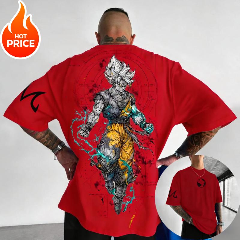 Dragon Ball Anime Super Saiyan Goku Printed Summer Unisex Streetwear Loose Casual and Versatile Parentchild Top