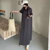 Dimanaf Women 2025 Plus Size Solid Dress Summer Vintage Dress Basic Long Casual Loose Dress Maxi