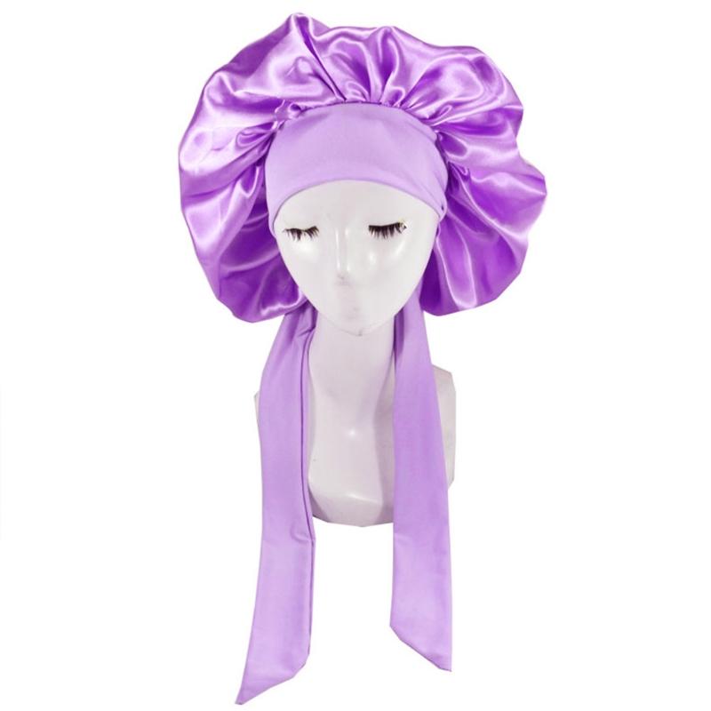 Girls Four Seasons Polyester Satin Sleeping Cap for Women,Silky Bonnet Sleep Hat for Head Wrap Night Elastic Band Headsc