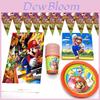 Artigos para Festa de Aniversário Temática Super Mario Com Faixas Coloridas Copos E Guardanapos