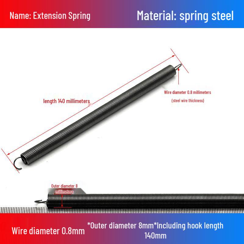 0.8mm Yellow Extension Spring with Hooks - Stapler Rebound Force 