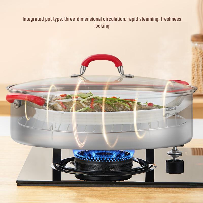 Jingdong Zhizao 304 Stainless Steel Oval Multifunction Fish Steamer Pot