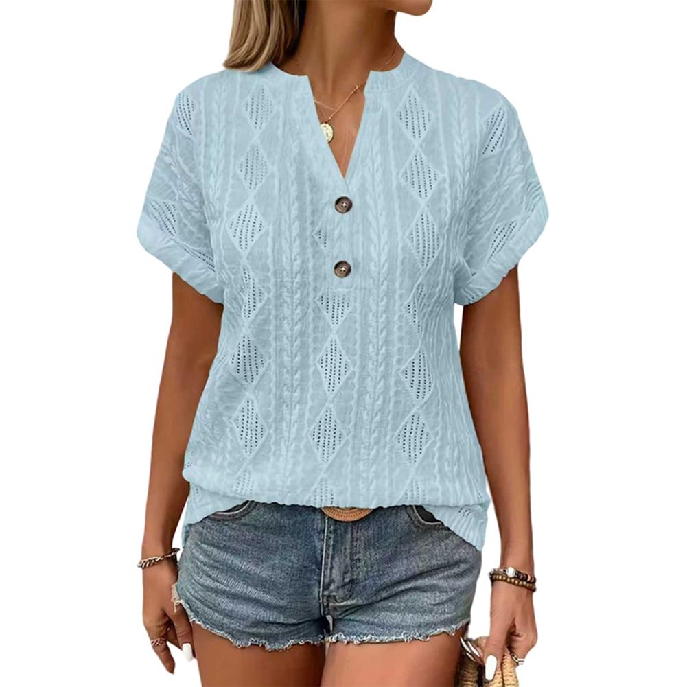 Women s V-neck Casual Short-Sleeve Top S