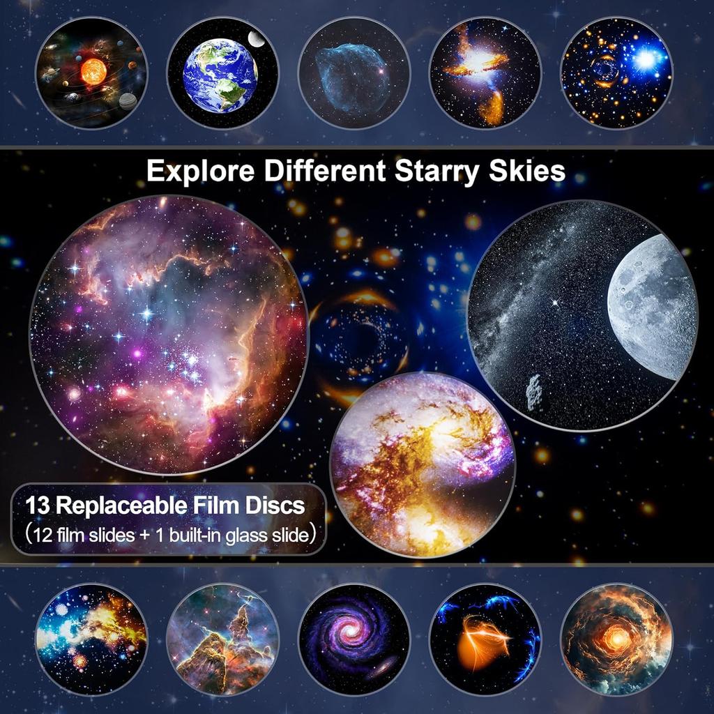 12 in1 HD Planetarium Projector Novelty Light Galaxy Starry Sky Projector Atmosphere Lamp for Birthday Party Decor Christmas Gif
