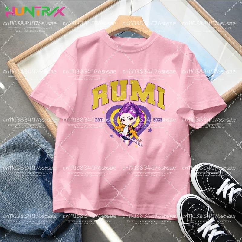 Ropa KPop Cazadores de Demonios Niños 2025 Caliente Anime Algodón Camiseta Harajuku Niñas Camisa Casual Regalo Moda Película Camisetas para Niños Pequeños