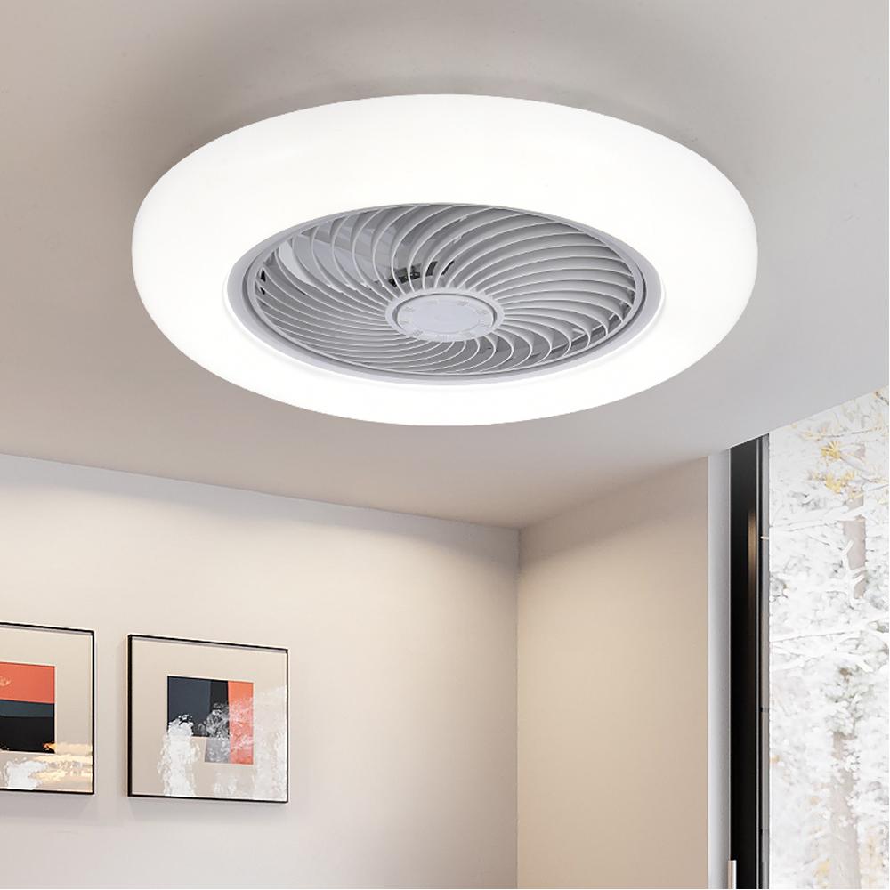 Intelligenter Deckenventilator mit Beleuchtung Fernbedienung Schlafzimmer Dekoration Ventilator Lampe 52cm Unsichtbare Flügel Leise