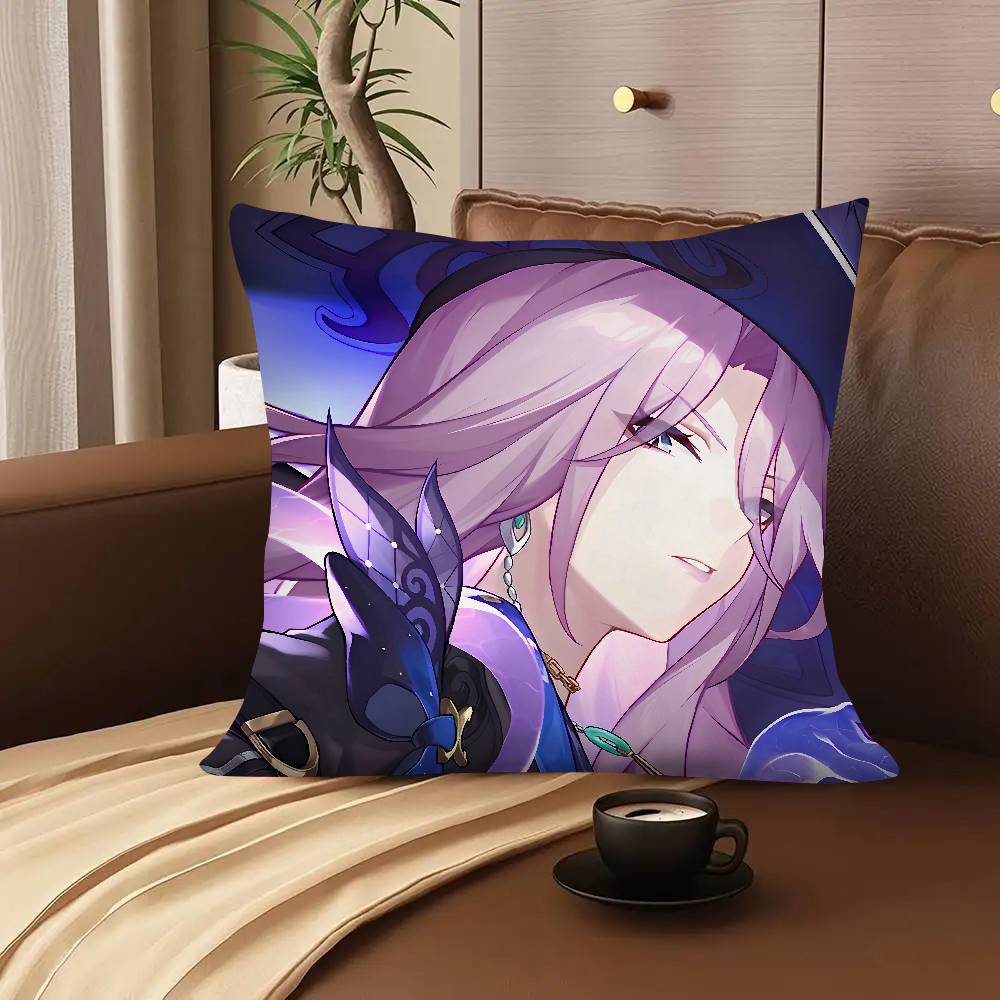 1pc Game Cool Anime Girl Honkai Star Rail Jade Pillow Case Fashion Square Pillowcase Bedroom Sofa Room Ins Decoration Leisure 16x16Inch