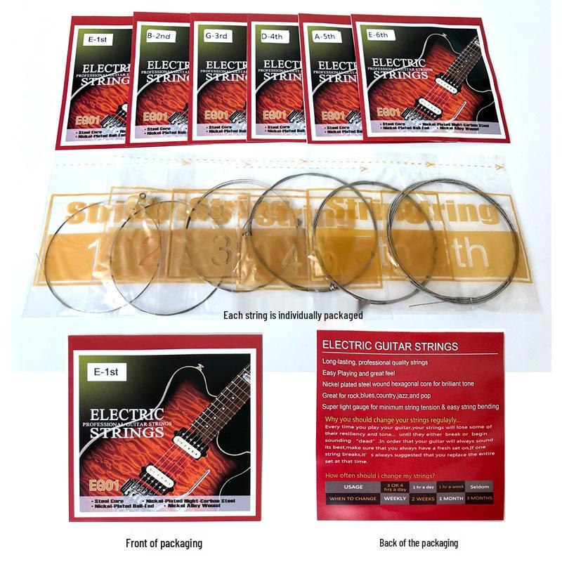 EG Unisex Elektrische Gitarre Einzel Saiten Set, 1. bis 6., Lose Gitarrenzubehör