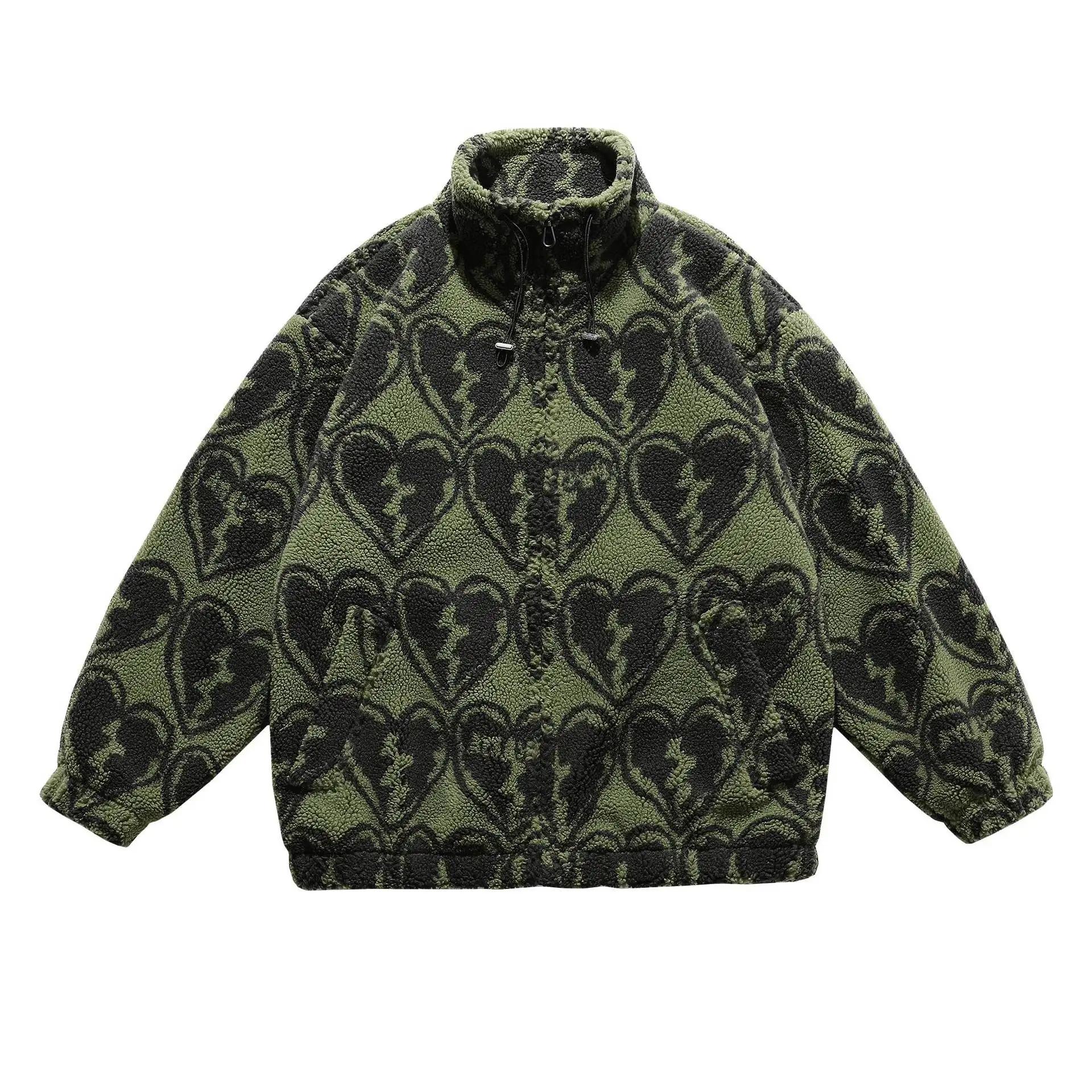 

Winter New Lambswool Parka Jacket Men Coat Fashion Print Streetwear Harajuku Oversize Thickening Fleece Outerwear M-XXL XXL