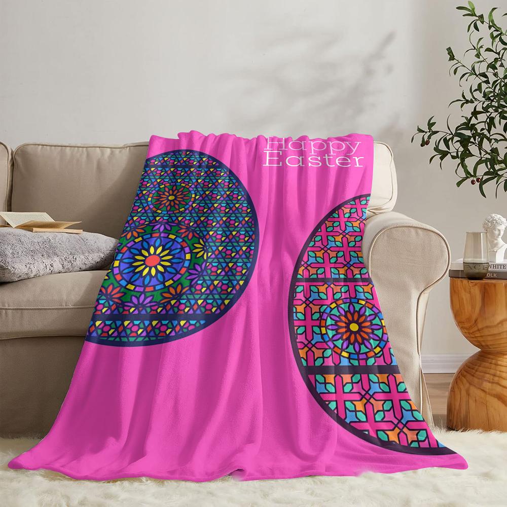 GUOYU Blanket Happy Easter Throw Soft Flannel Throw Summer Blanket Lightweight Cozy Nap Blanket for Sofa Bed Travel