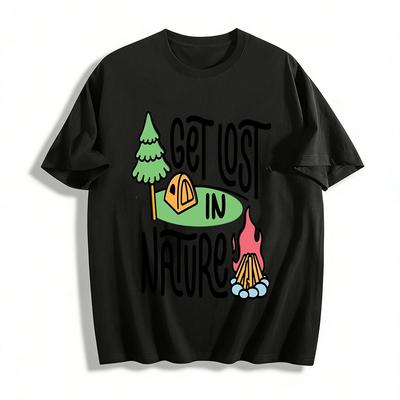 Get Lost In Nature Camping Graphic Casual Tee Pure Cotton T-shirt