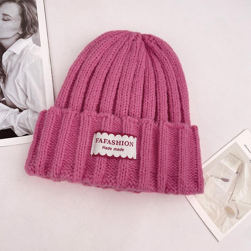 Large Head Circumference Knitted Hat for Women in Winter Korean Style All-match Cloth Label Pullover Cold Hat Showing Face Small Woolen Hat