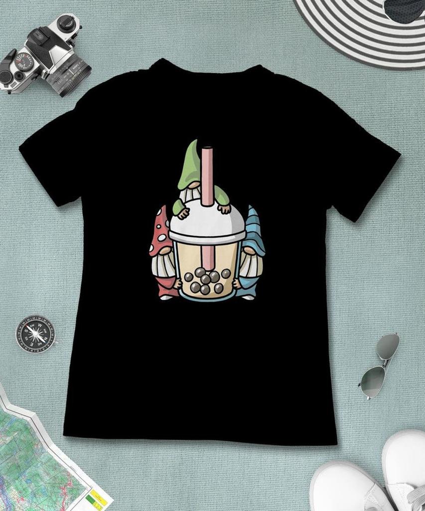 Boba Milk Tea Garden Gnomes T-Shirt, Funny Boba Milk Tea Shirt, Bubble Tea T-Shirt, Kawaii Japanese Anime Gift