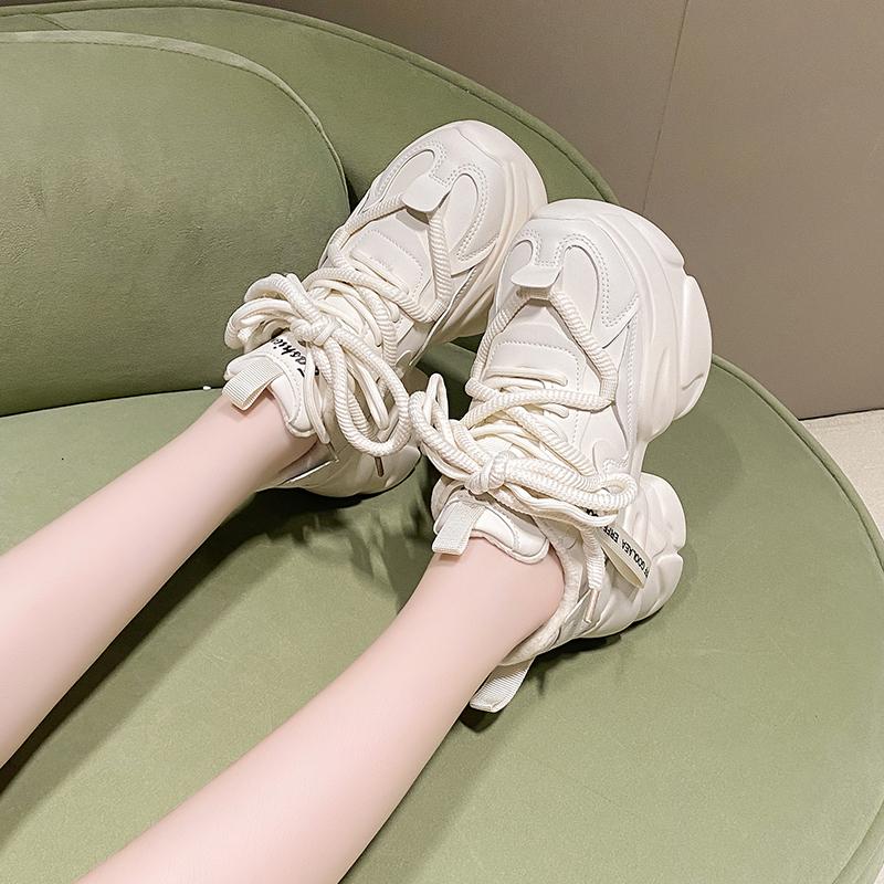 Fashion Aphixta 2024 Sneaker Boots Height Increasing Women's Shoes Platform Chunky Sole Fashion Boots Thick Sole Lace Up Shoes Woman
