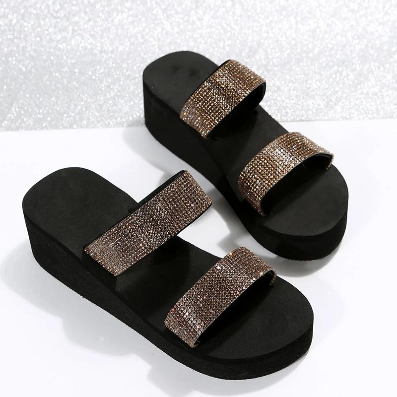 

Модные тапочки Летняя обувь Женские босоножки на платформе Клинья Пляжные домашние тапочки Женские шлепанцы Тапочки с эффектом памяти Sandalias De Mujer 42