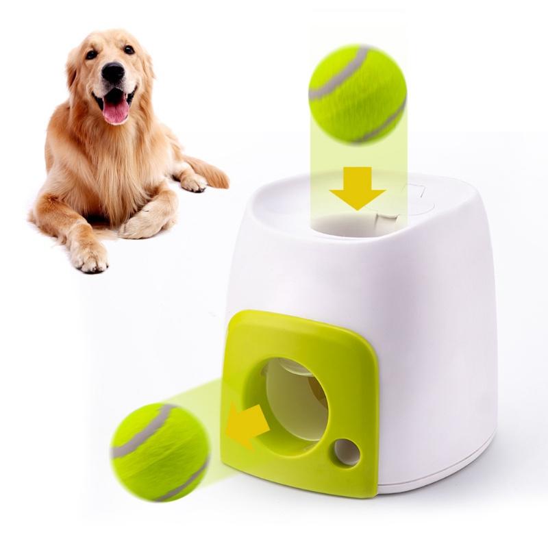 Automatic Dog Ball Launcher With Food Reward Smart Tennis Thrower Machine Interactive Pet Toy For Chase Training