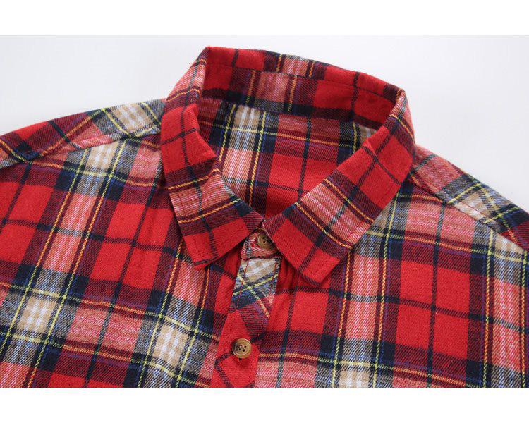 Korean Retro Plaid Plus Size Lapel Short Sleeve Shirt