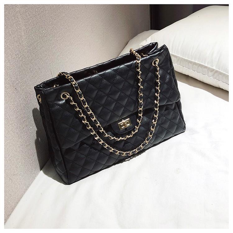 

Autumn and winter new large-capacity handbag Korean version of fashion diamond bag trendy versatile shoulder messenger bag large bag women чёрный