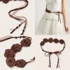 Ethnic Faux Leather Waist Rope With Flower Knot Closure For Womens Vintage Outfits