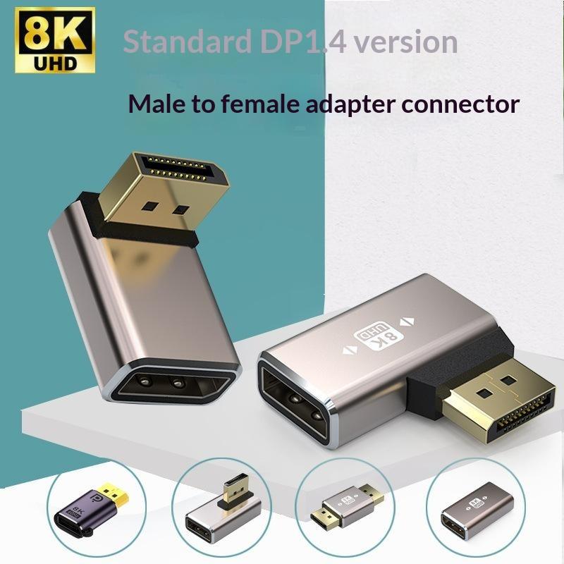 Right Angle DP 1.4 Adapter DisplayPort Male to Female 90 Degree Connector for Home Office PC Laptop Monitor Connection