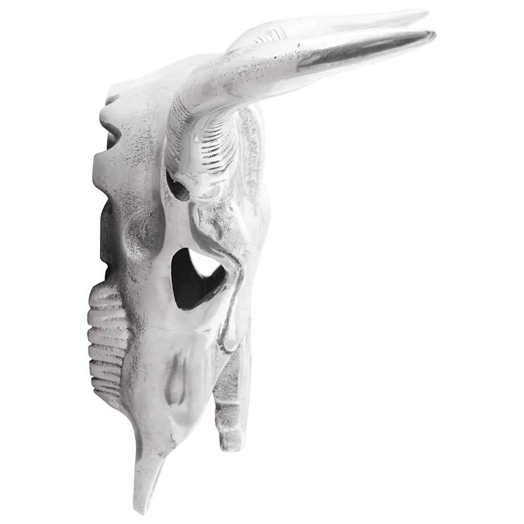 Bull Skull Sculpture Silver 34 x 13 x 53 cm Aluminium