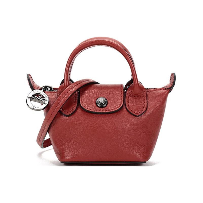 Longchamp Le Pliage Cuir Mini Crossbody Bag Women Bags Red-Brown 10099757003 Basic Set (Bag+Dust Bag)