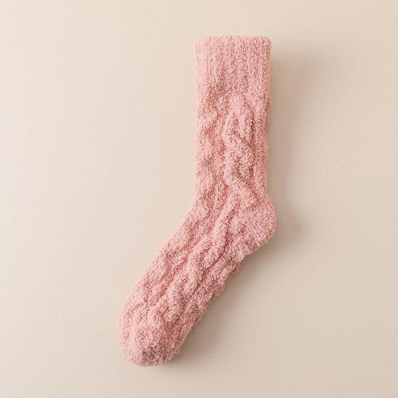 Damen Herbst- und Winter Warme und Dicke Einfarbige Schlaf-Schlauchsocken