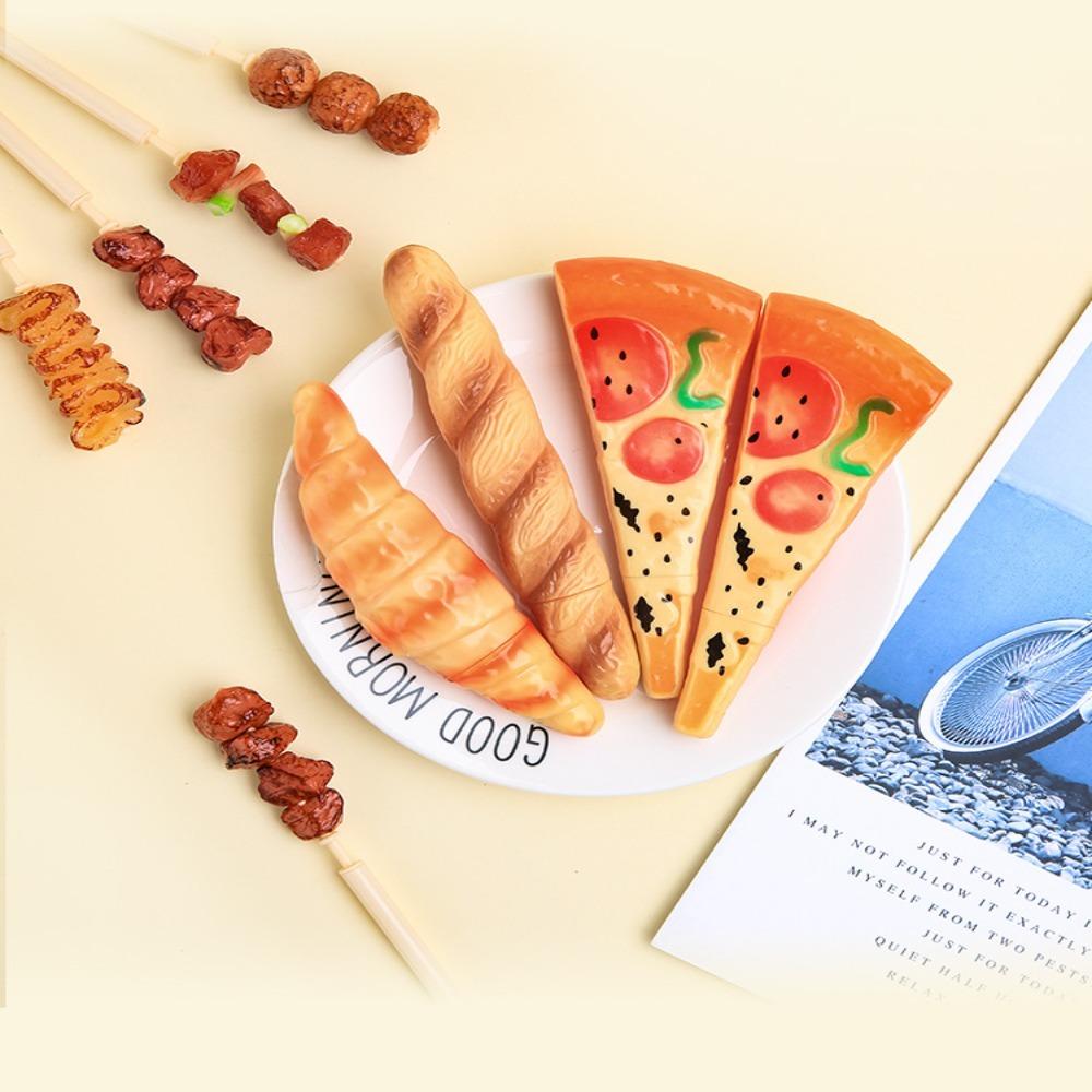 

3PCS Wear Resistant Bread Pen Quick Drying Pizza Ballpoint Pen Student