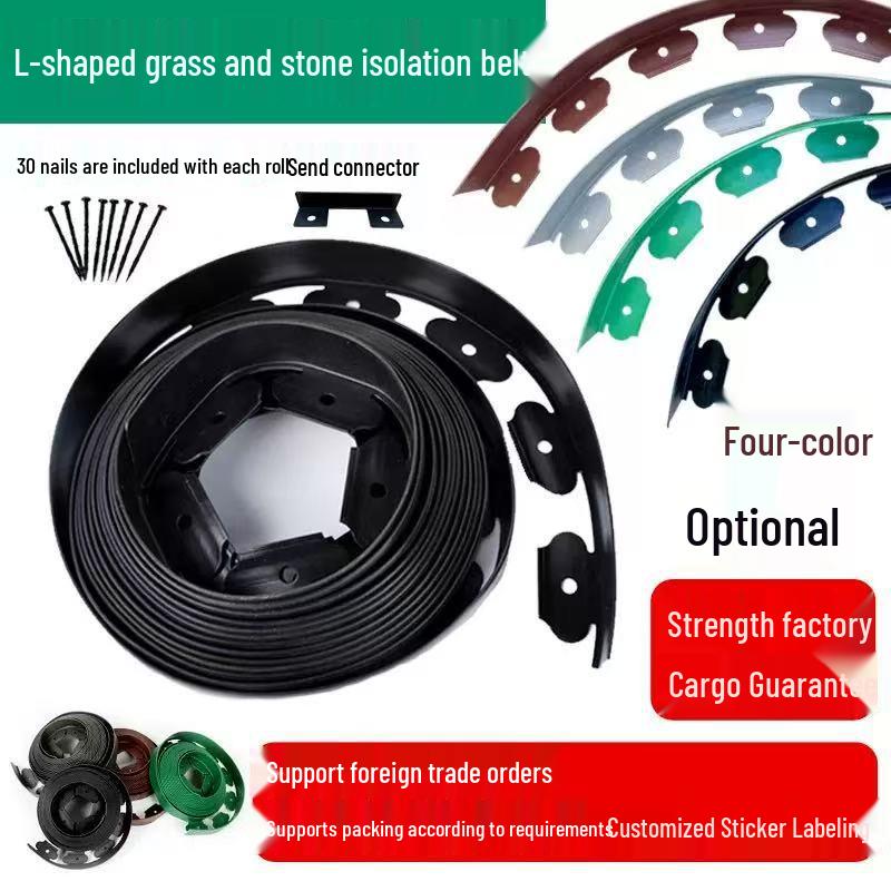 L-Shaped Plastic Grass & Stone Garden Edging Strip for Landscaping & Plant Isolation - Multiple Options Available