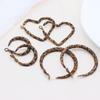 Stylish Leopard Print Heart Hoop Earrings - Retro Hong Kong Style with Silver Needle