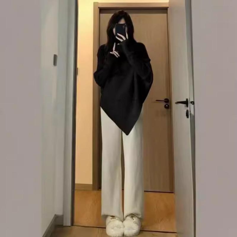 Autumn and Winter New Irregular Turtleneck Sweater Women's Gentle Lazy Style Casual Pullover Knitted Top