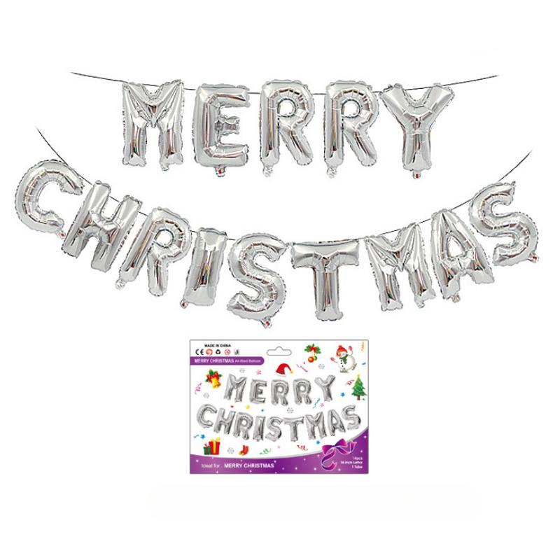 Merry Christmas Balloons Banner Party Decorations