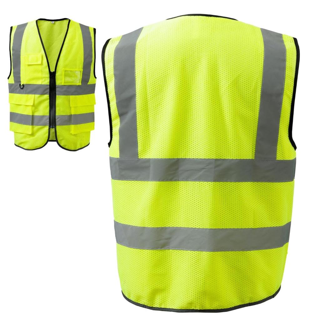 Reflektierende Sicherheitsweste Straßensicherheits-Lätzchen für Bau-, Verkehrs- und Veranstaltungspersonal [Fungoal] [Einfarbig] [Gelb] Sport treiben, Baustellen, Kontrolle,