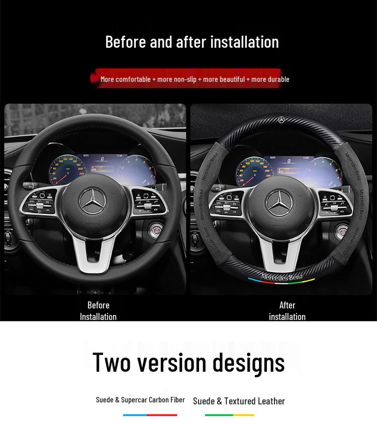 Potah volantu z broušené kůže Mercedes Třídy C pro modely 08-22: C260L, C200L, C260